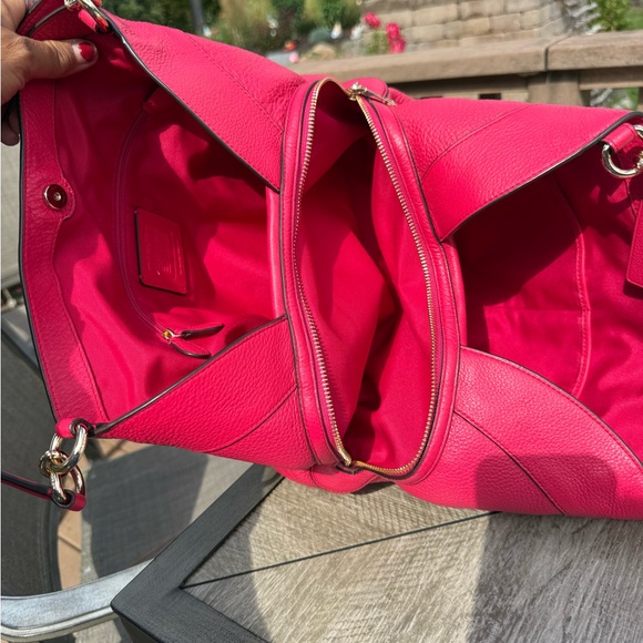 EUC! Coach Red Lexy Pebbled Leather Shoulder Bag - Picture 13 of 14